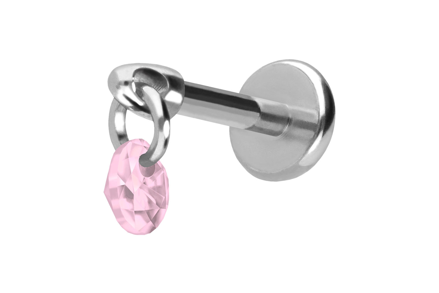 Titan Labret Piercing mit Push Fit RUNDER KRISTALL